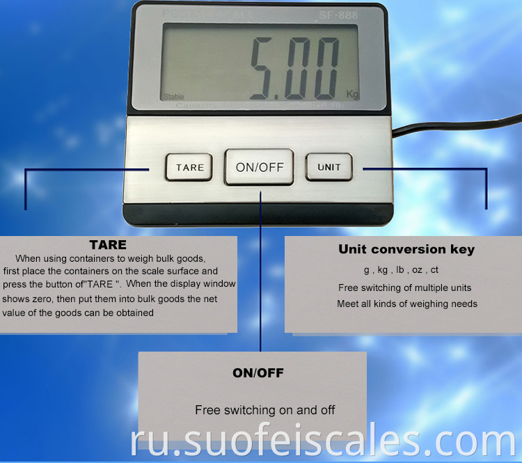 SF-888 Suofei New Design SS Platform Platform Electronic Digital Postal Weight Postal Scale